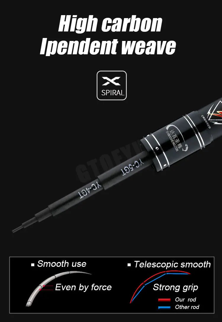 High Quality Carbon Super Light Fishing Rod Positionable Fiber Telescopic Handle Stream Pole 3.6M4.5M7.2M8M9M10M Travel Carp Rod