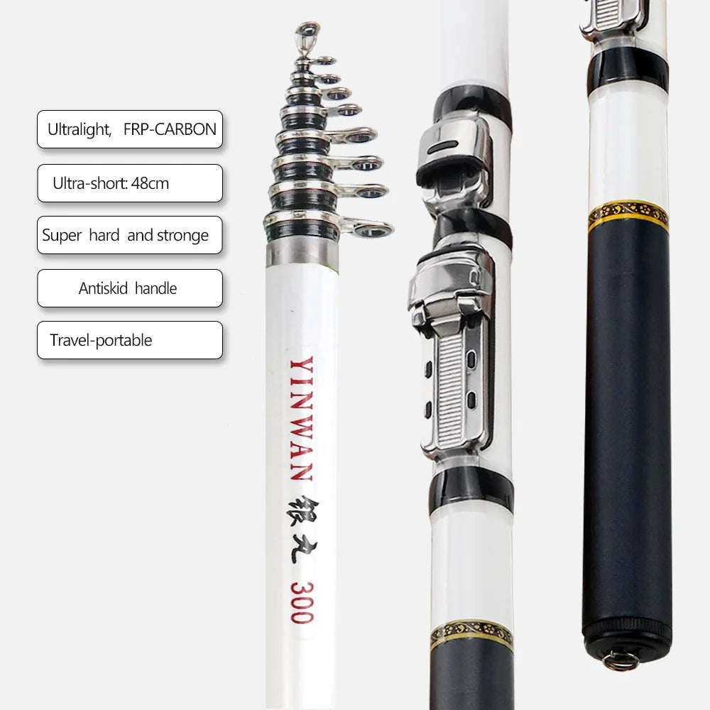 JOSBY Mini Spinning Fishing Rod Telescopic FRP Feeder Ultralight Portable Sea Travel Pole 1.5M 1.8M 2.1M 2.4M 2.7M 3.0M NEW