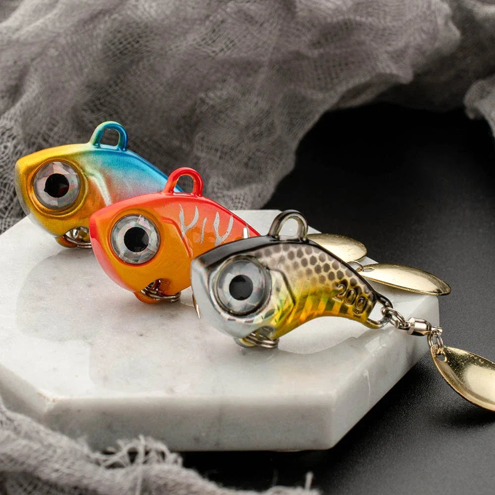 GOBAIT Spinner Bait 10g 20g 30g VIB Spoon Metal Jig Fishing Vibration Tackle Blade Pesca Rotating Spinning Lure Gear Spinnerbait